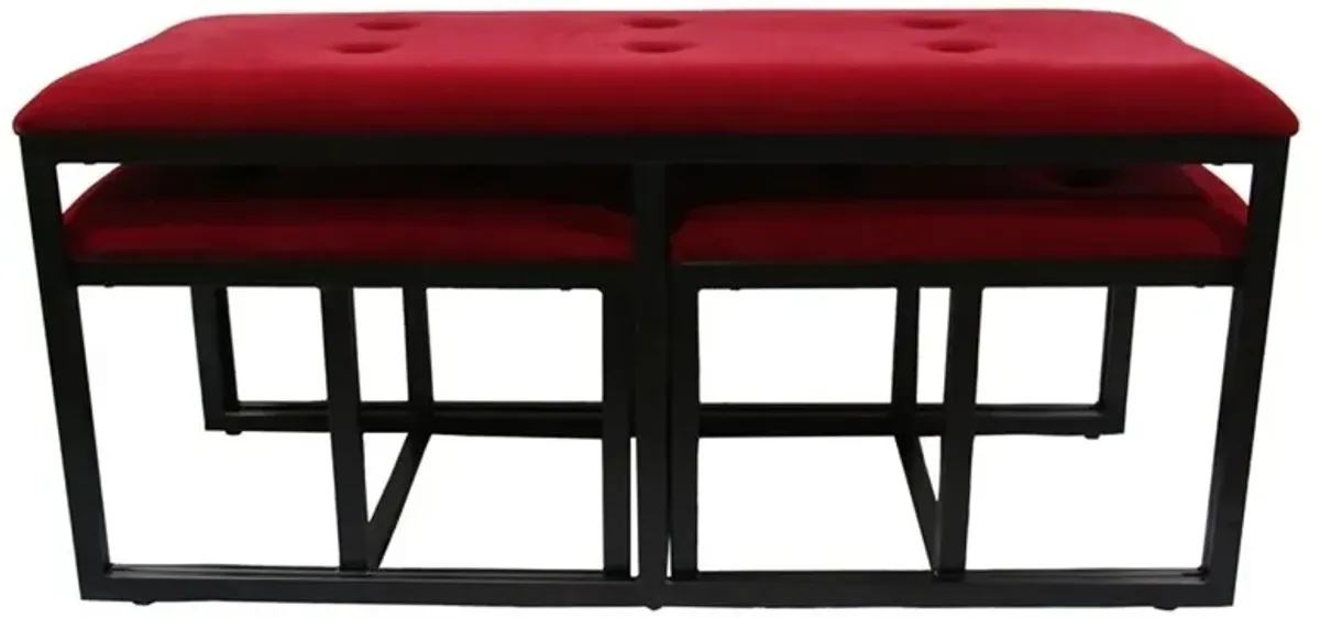 Upholstered Microfiber Bench - Red / Black