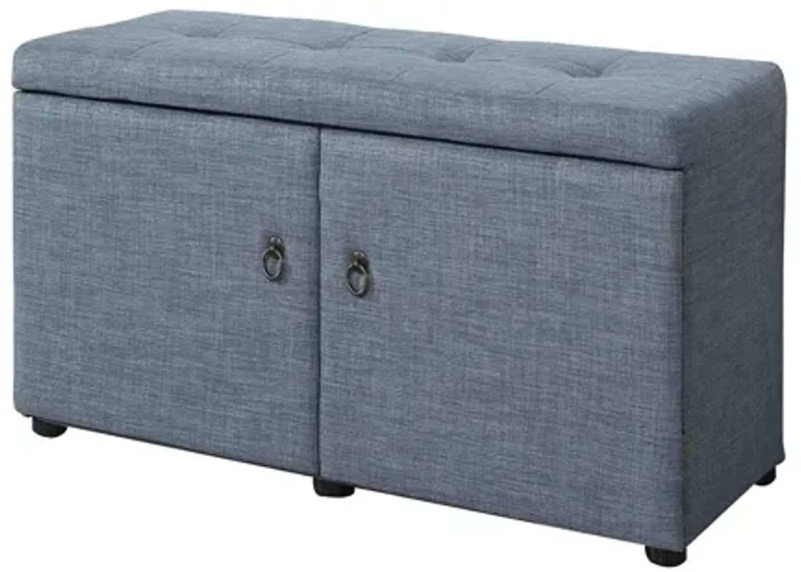 Linen Look Double Door Shoe Storage Bench - Blue Gray