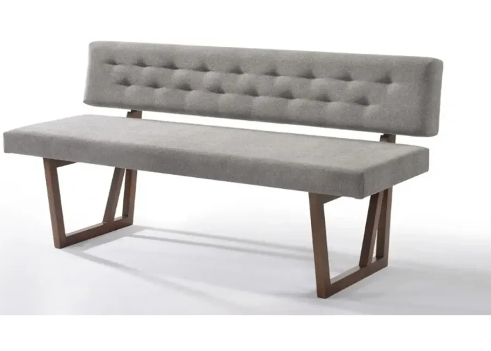 Upholstered Linen Blend Dining Bench - Gray / Brown