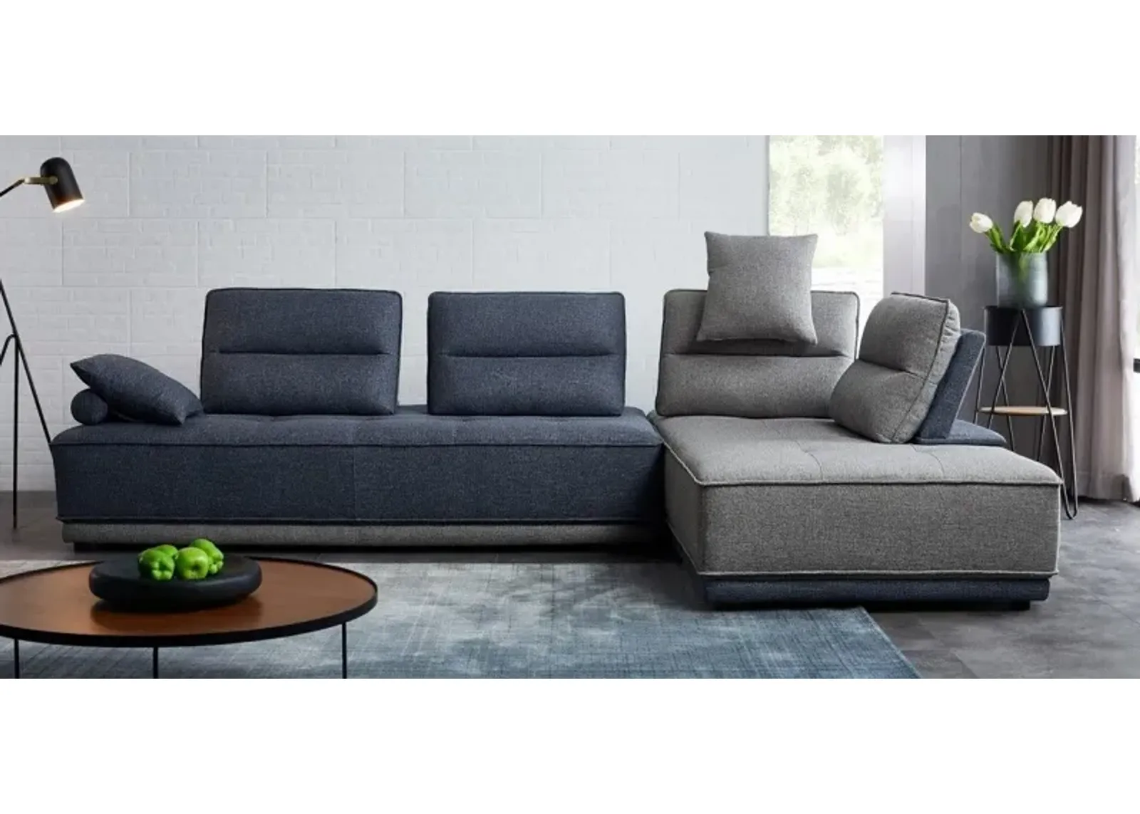 Ultimate Lounger Modular Sectional Sofa - Blue / Gray