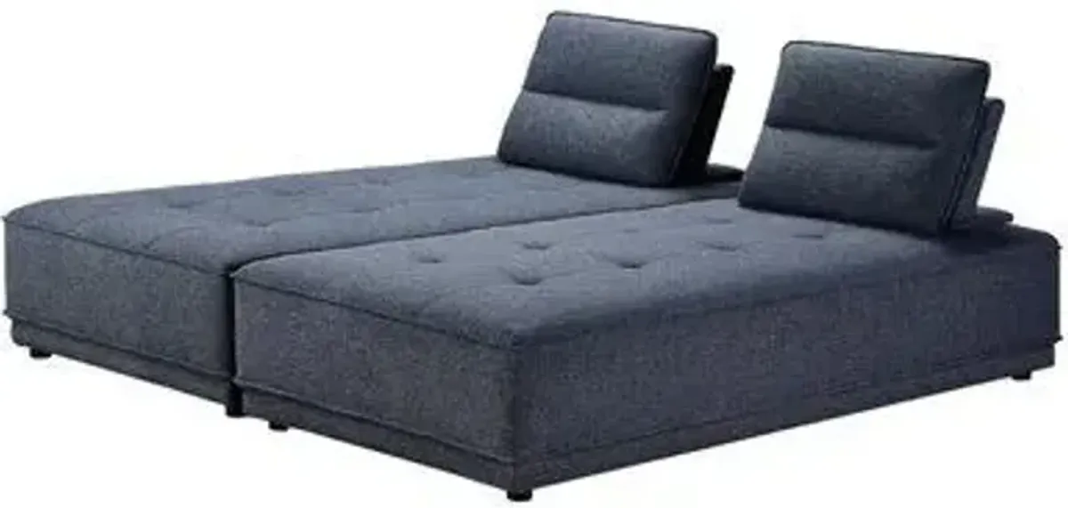 Stationary L Shaped Two Piece Sofa And Chaise - Blue