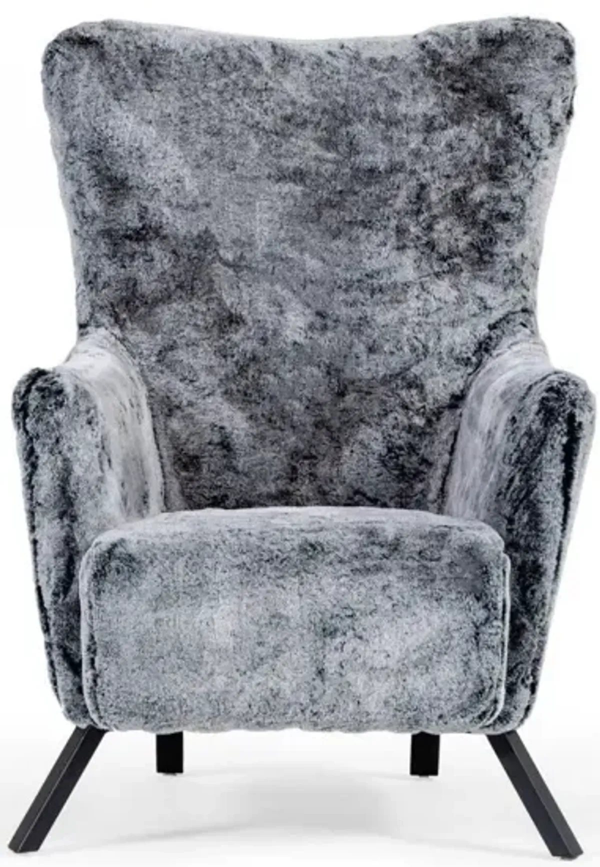 Mid Century Glam Faux Fur Accent Chair - Gray