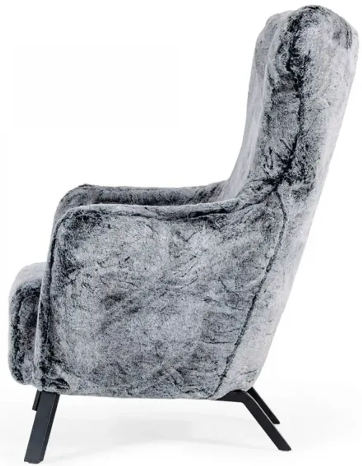 Mid Century Glam Faux Fur Accent Chair - Gray