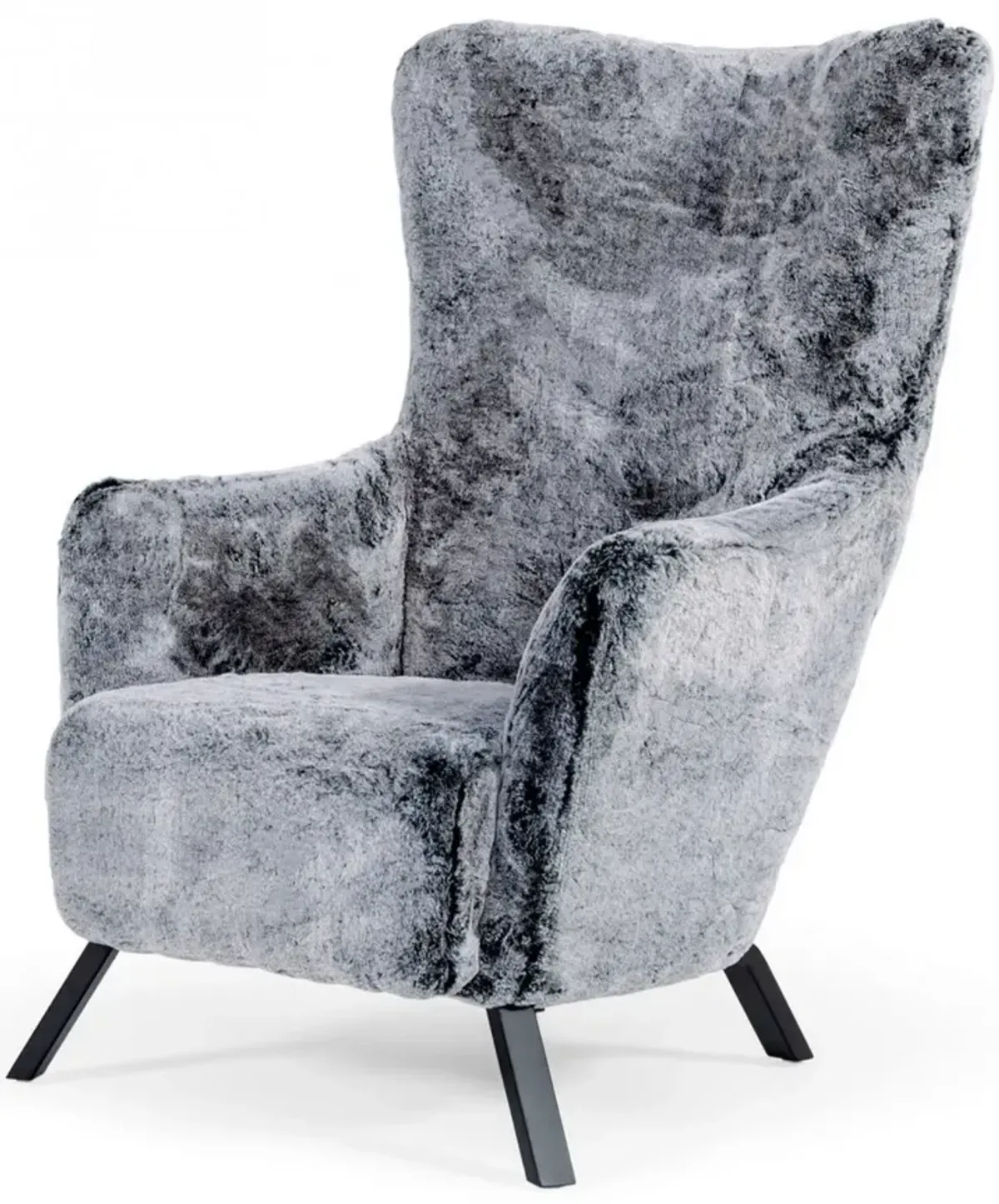 Mid Century Glam Faux Fur Accent Chair - Gray