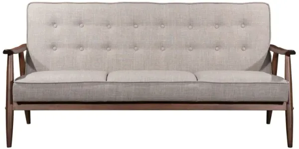Polyester Sofa With Brown Legs - Beige