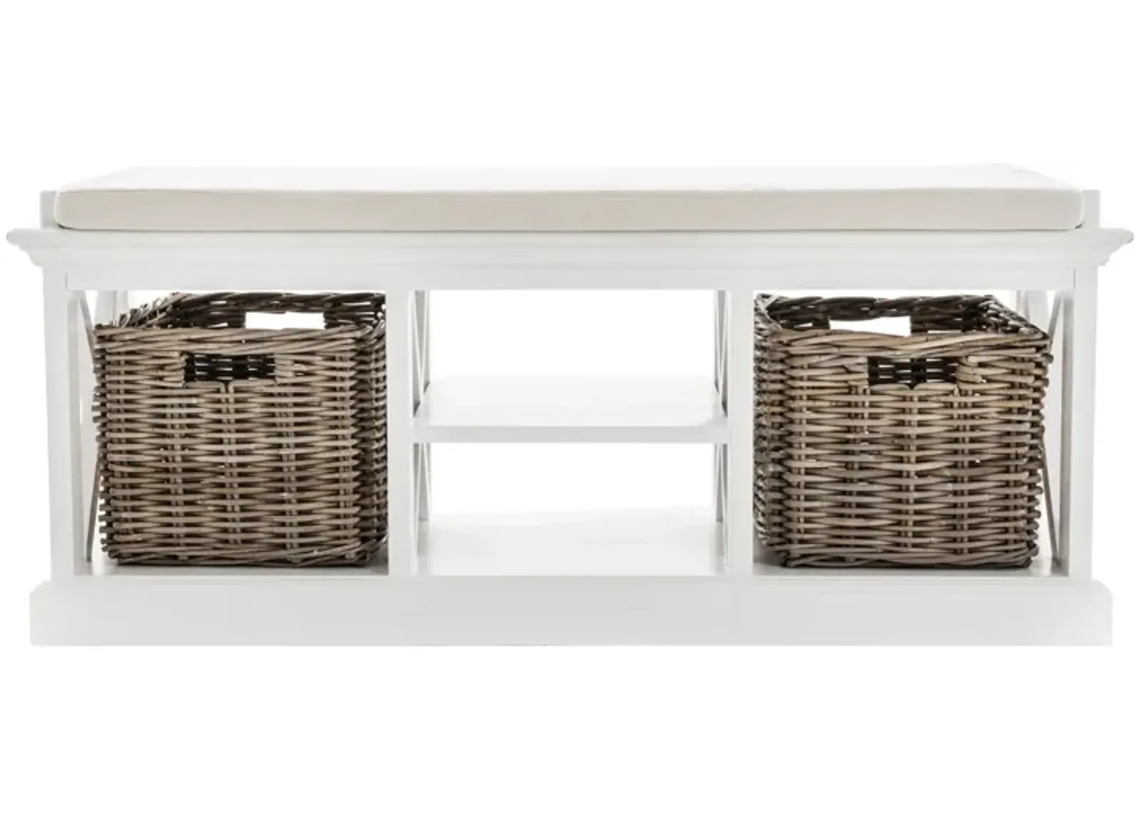 Classic Bench And Basket Set - White