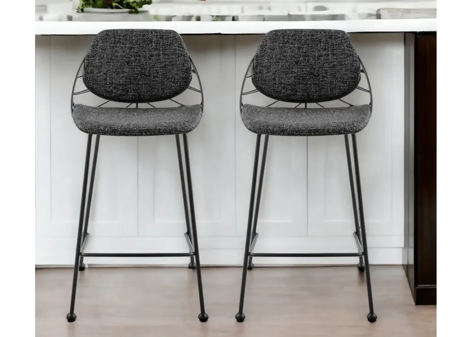 Steel Low Back Counter Height Bar Chairs (Set of 2) - Black