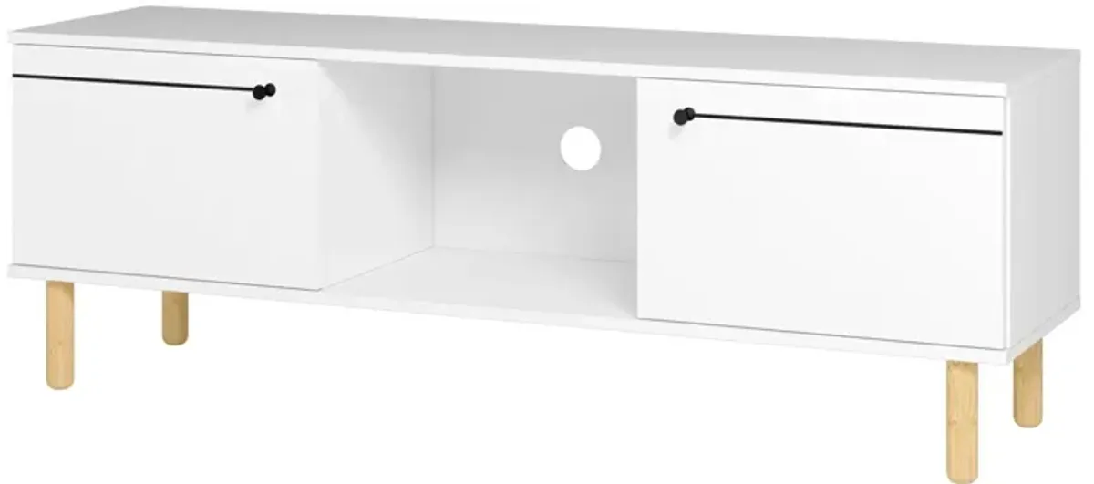 Iko Modern TV Stand Media Center With Cabinets - White