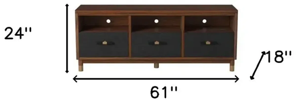 Mahogany Solids & Veneer Open Shelving TV Stand - Brown / Black