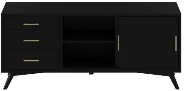 Mahogany Solids Okoume And Veneer Open Shelving TV Stand - Black