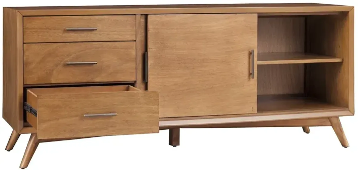 TV Stand With Drawers And Sliding Door - Brown