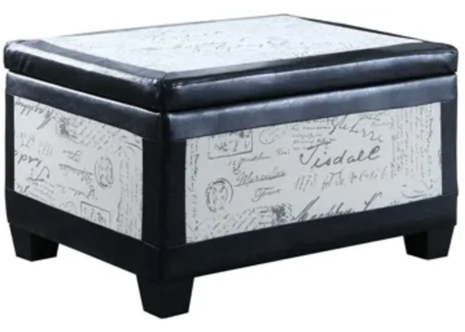 Upholstered Faux Leather Bench With Flip Top - Black