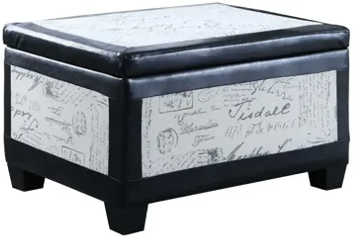 Upholstered Faux Leather Bench With Flip Top - Black