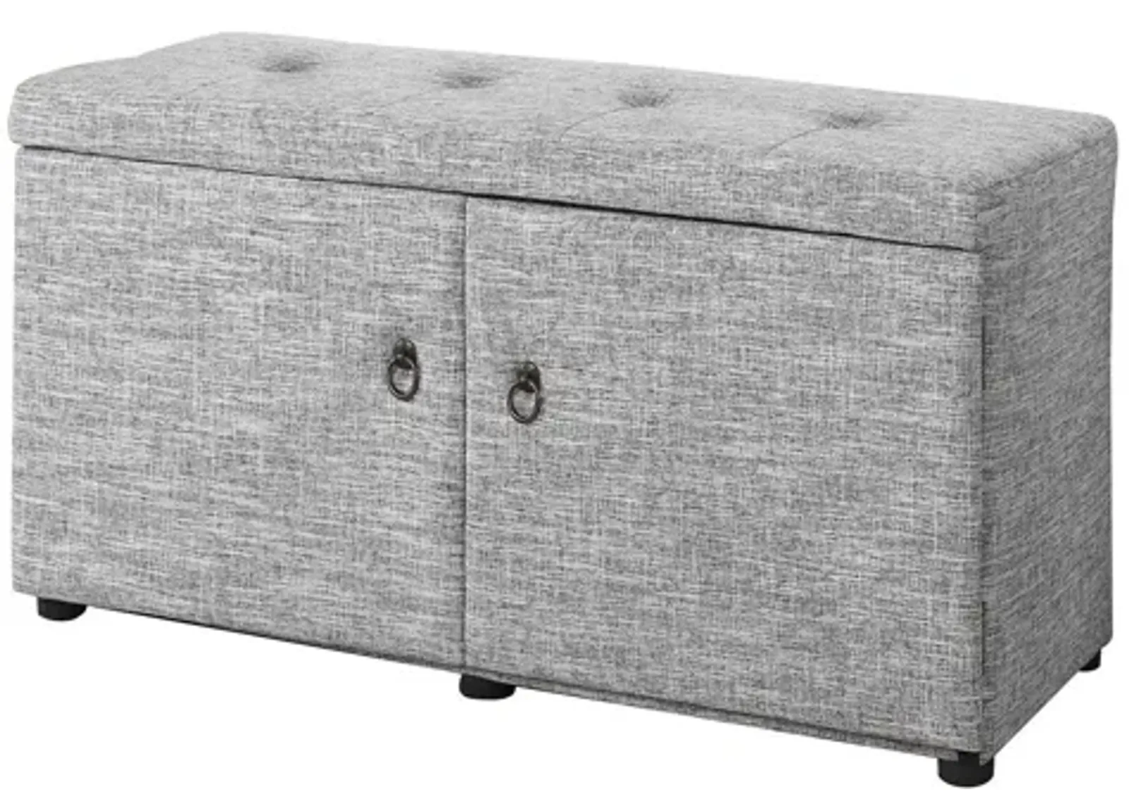 Light Linen Look Double Door Shoe Storage Bench - Gray