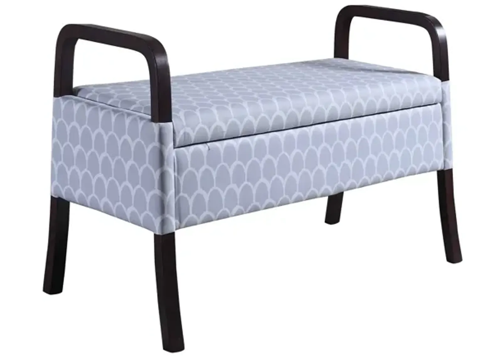 Upholstered Polyester Trellis Entryway Bench With Flip Top - Black / Gray