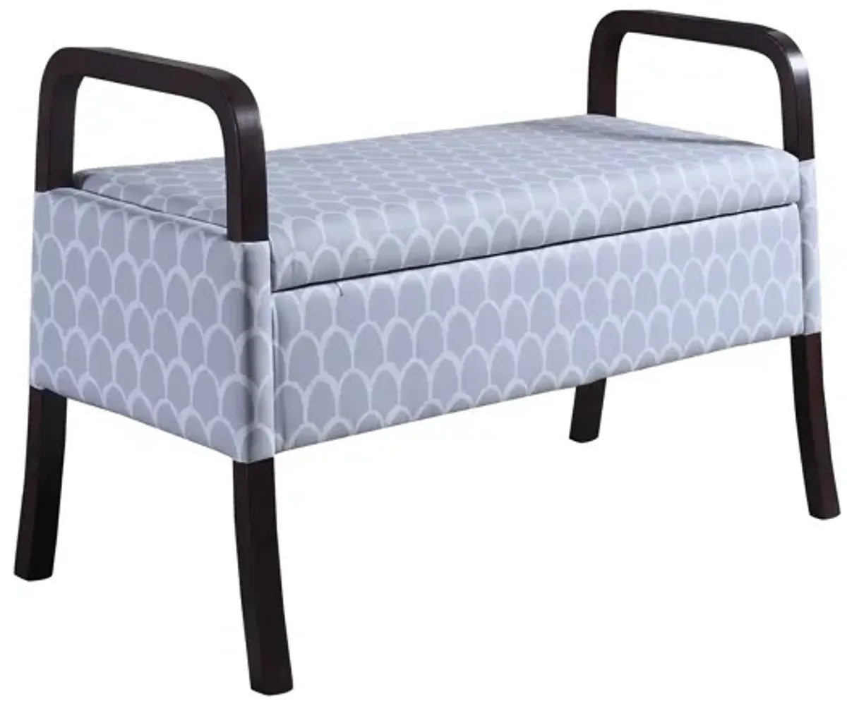 Upholstered Polyester Trellis Entryway Bench With Flip Top - Black / Gray