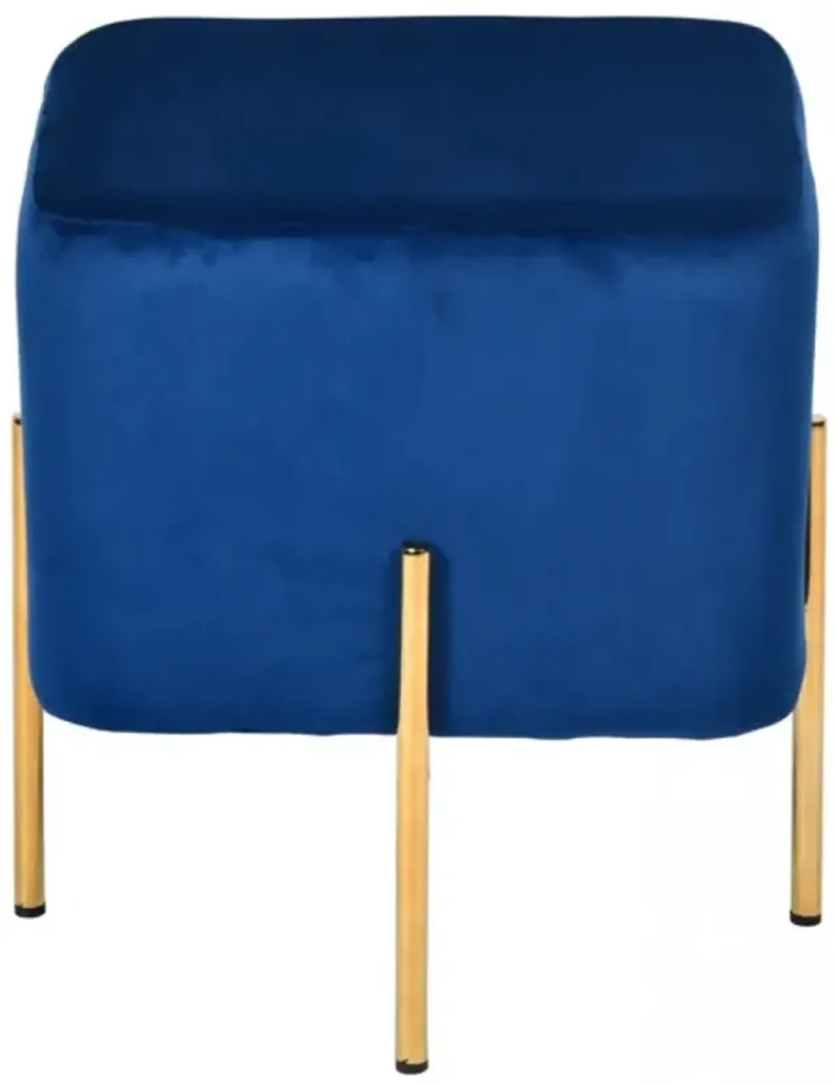 Velvet Cube Ottoman - Blue / Gold