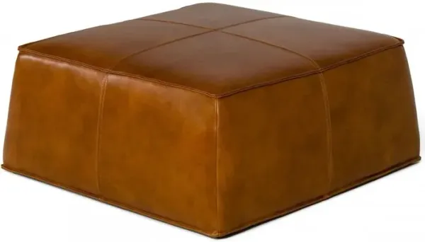 Faux Leather Ottoman - Camel