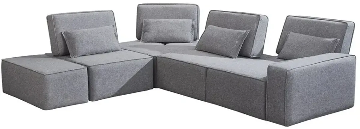 Polyester Modular L Shaped Four Piece Corner Sectional - Light Gray