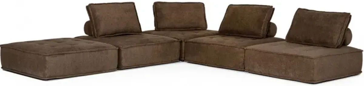 Modern Floor Pillow Modular Sectional Sofa - Chocolate Brown