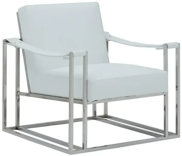 Stylish Leatherette And Steel Chair - White