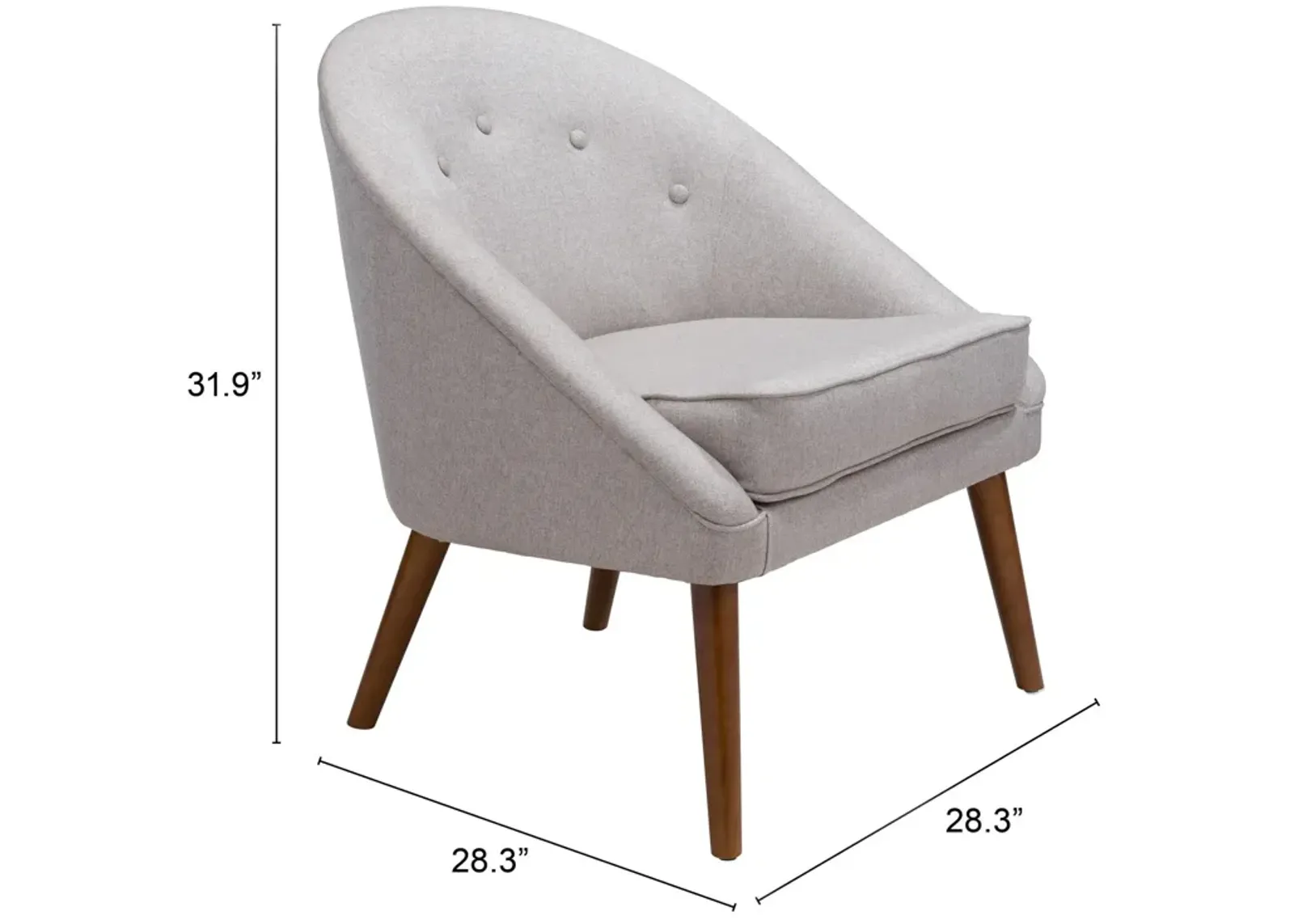 Wooden Deep Chair - Light Gray