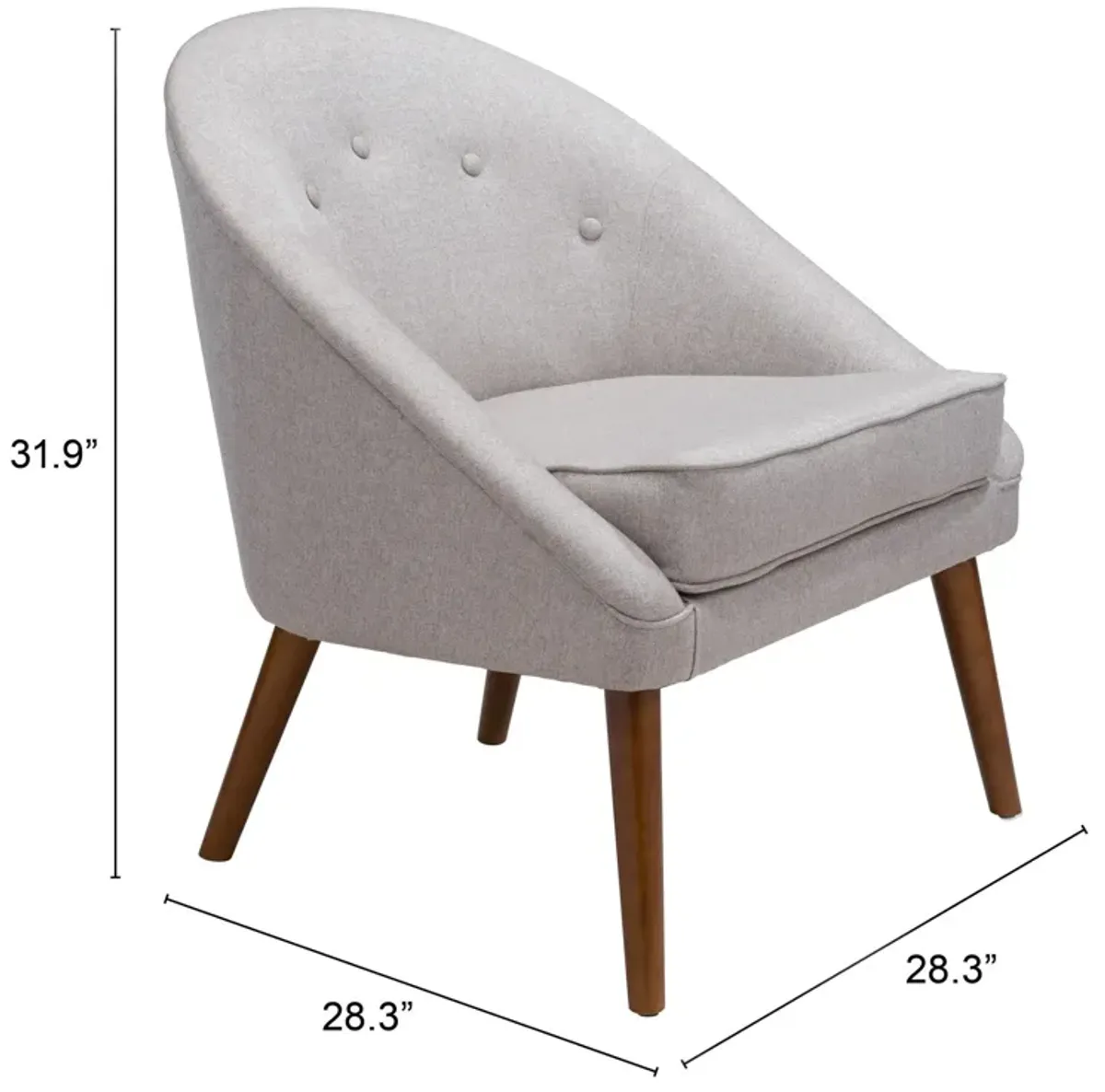 Wooden Deep Chair - Light Gray