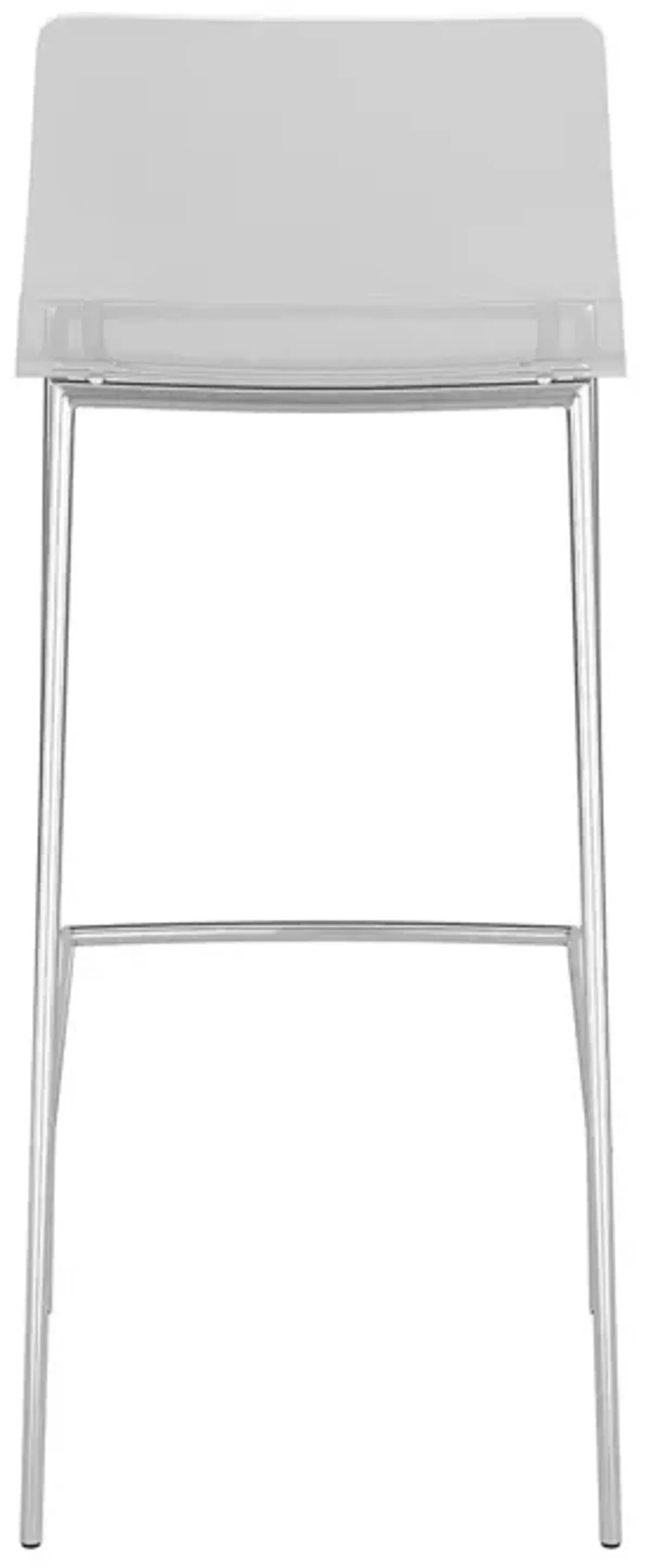 Plastic Low Back Bar Height Bar Chairs (Set of 2) - Clear / Silver