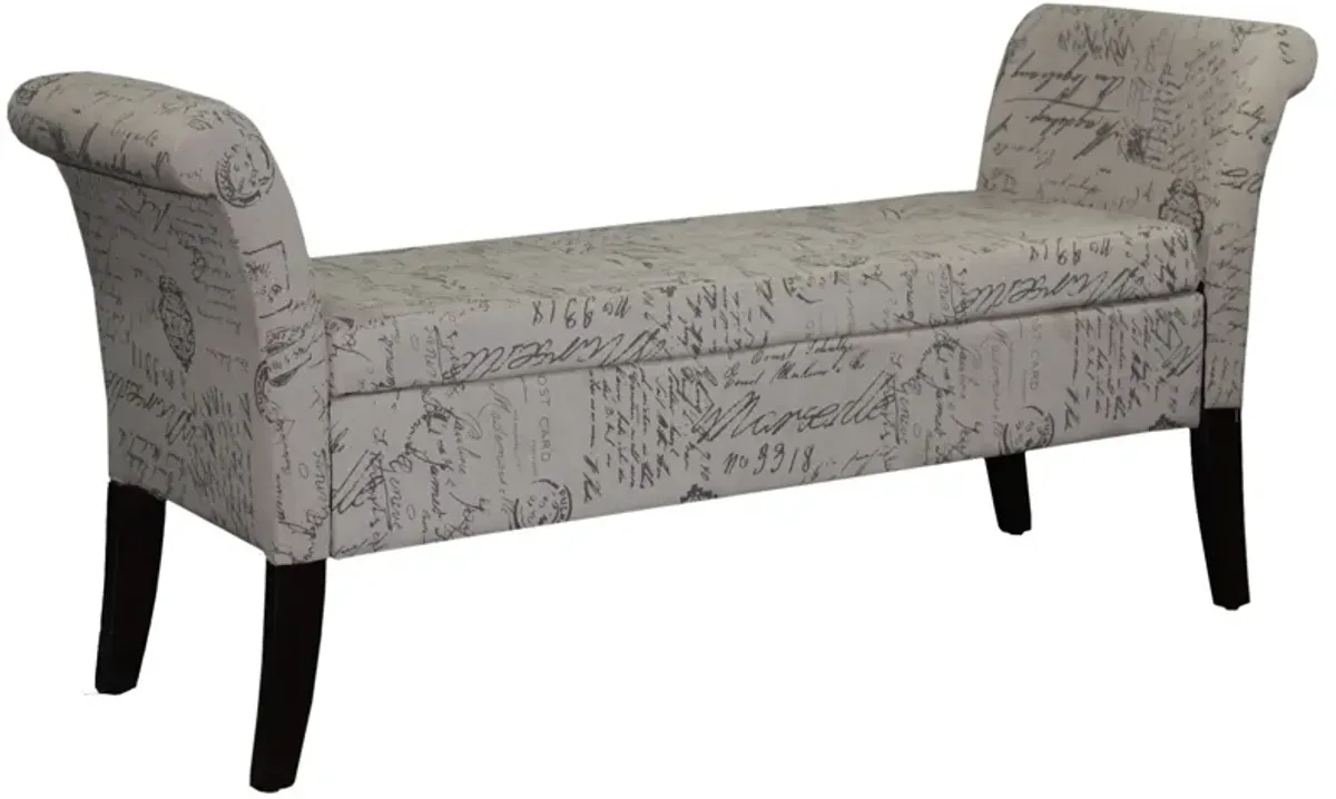 Upholstered Polyester Bench With Flip Top - Black / White