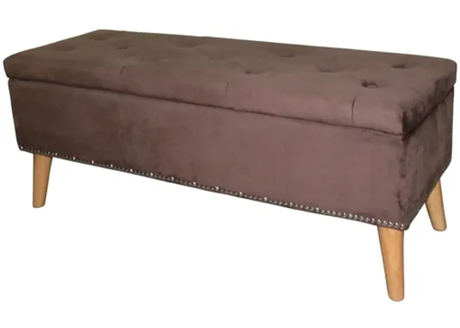 Suede Storage Bench - Cozy Brown