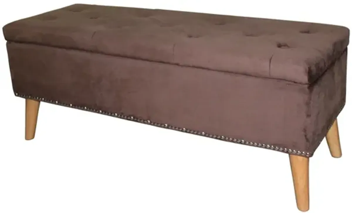 Suede Storage Bench - Cozy Brown