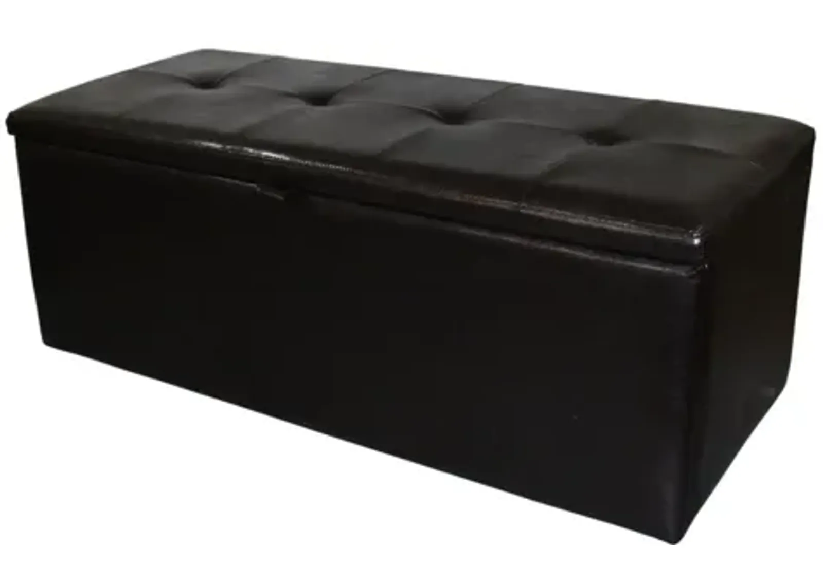 Upholstered Faux Leather Bench With Flip Top - Brown