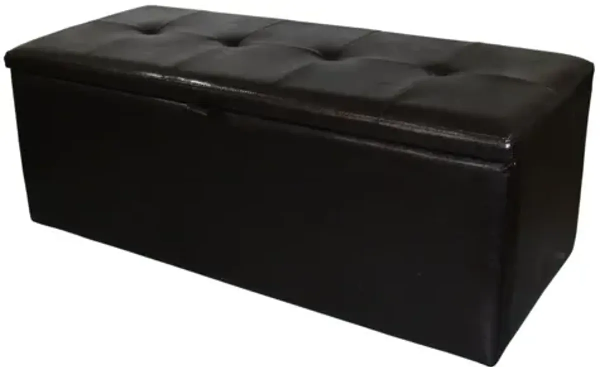 Upholstered Faux Leather Bench With Flip Top - Brown