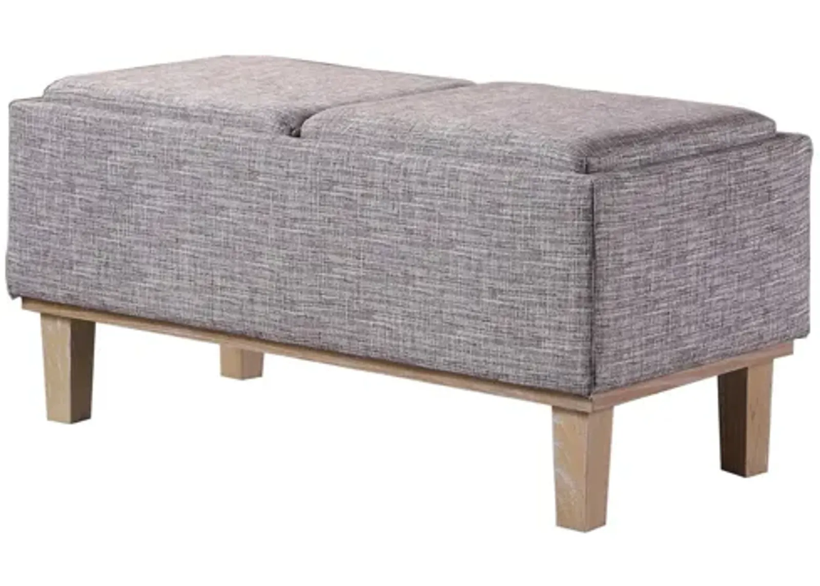 Upholstered Linen Bench With Flip Top - Gray / Natural