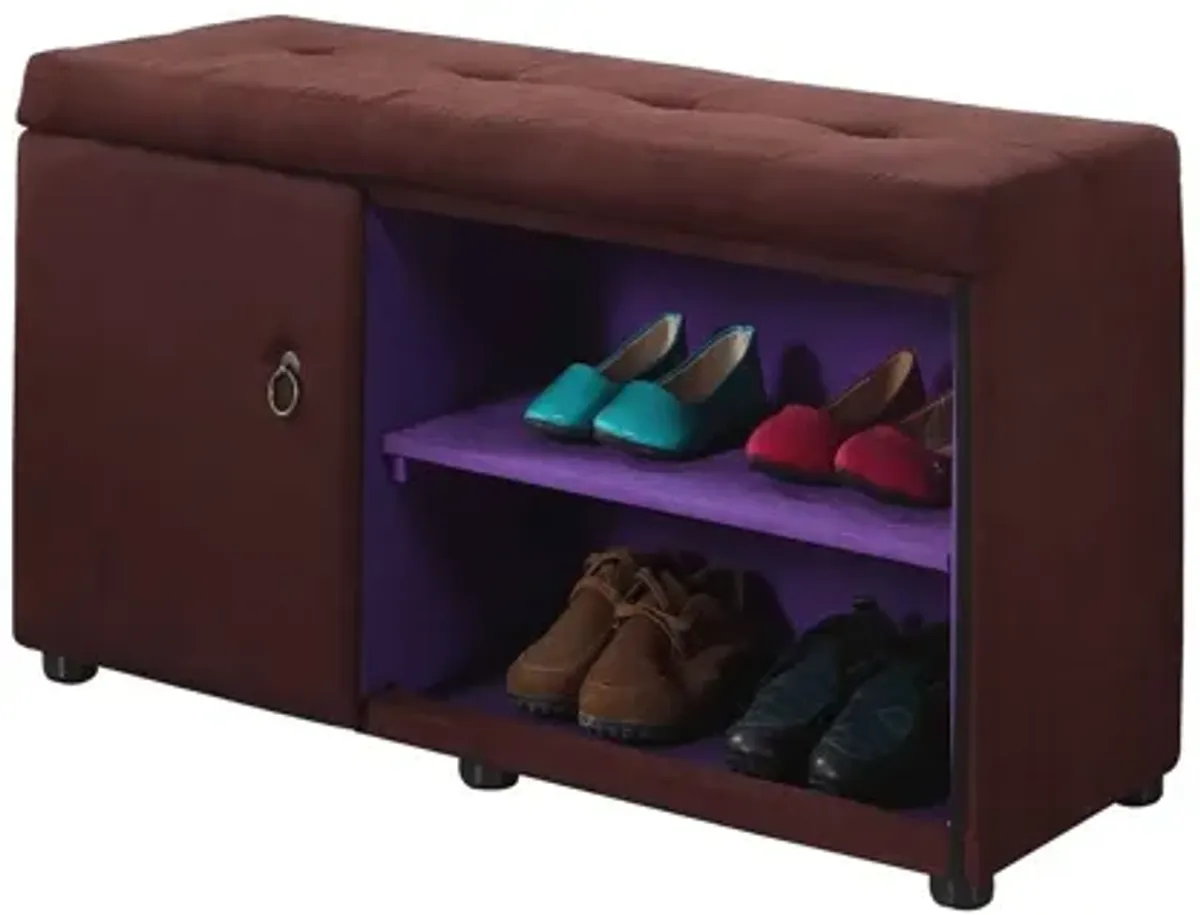 Tufted Shoe Storage Bench - Brown / Purple