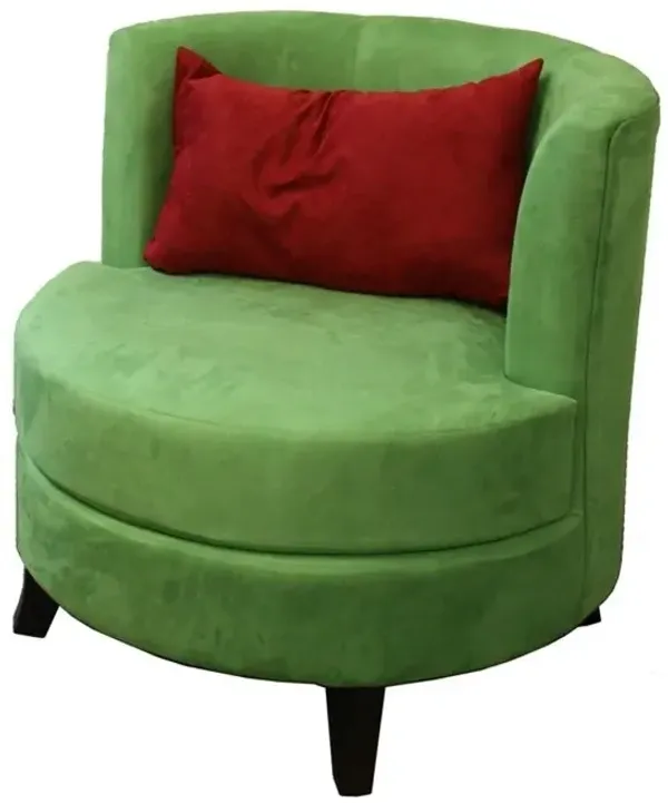 Microfiber Retro Round Accent Chair With Contrast Pillow - Green