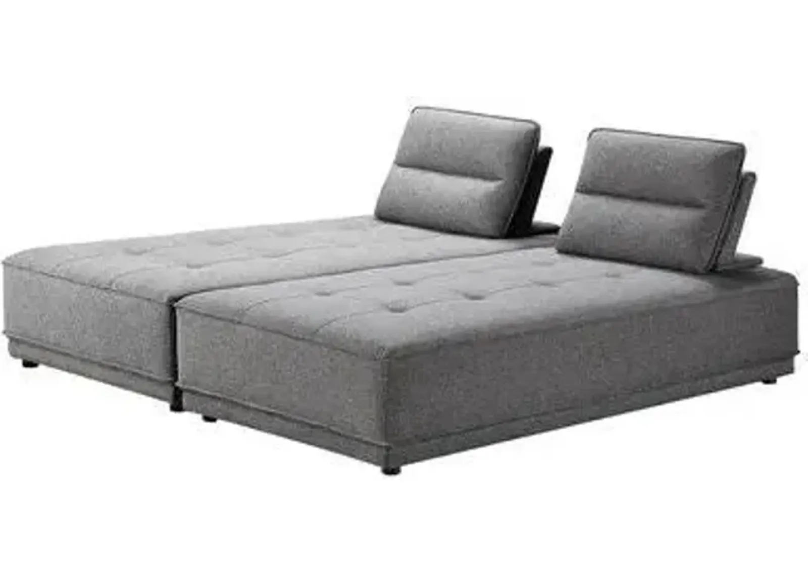 Stationary Two Piece Sofa And Chaise L Shaped - Gray