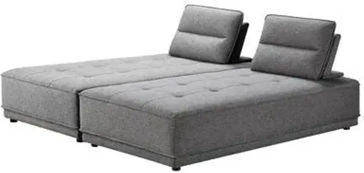 Stationary Two Piece Sofa And Chaise L Shaped - Gray