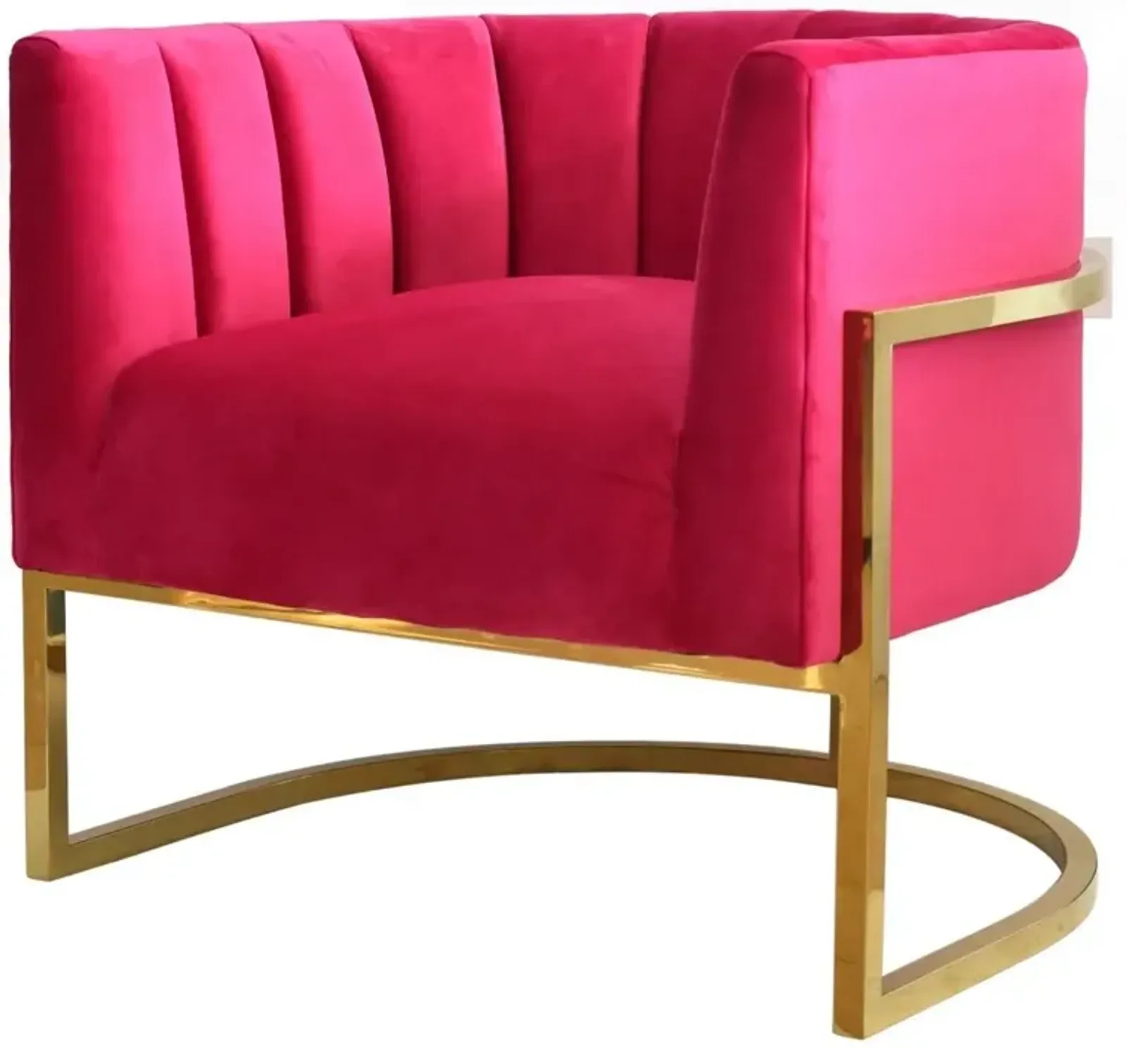 Glam Channel Tufted Velvet Accent Chair - Pink / Gold