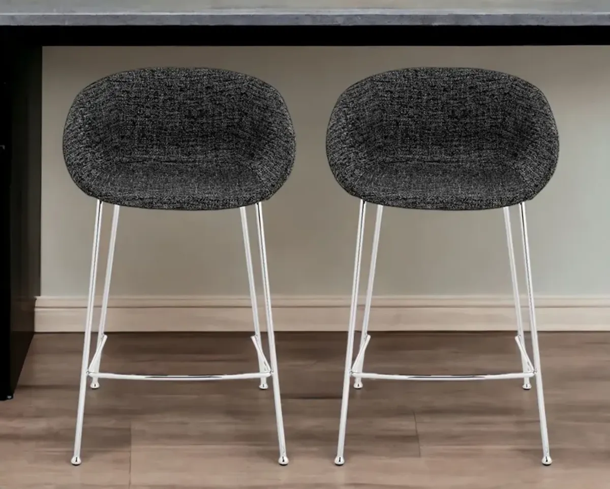 Steel Low Back Counter Height Bar Chairs (Set of 2) - Black / Silver