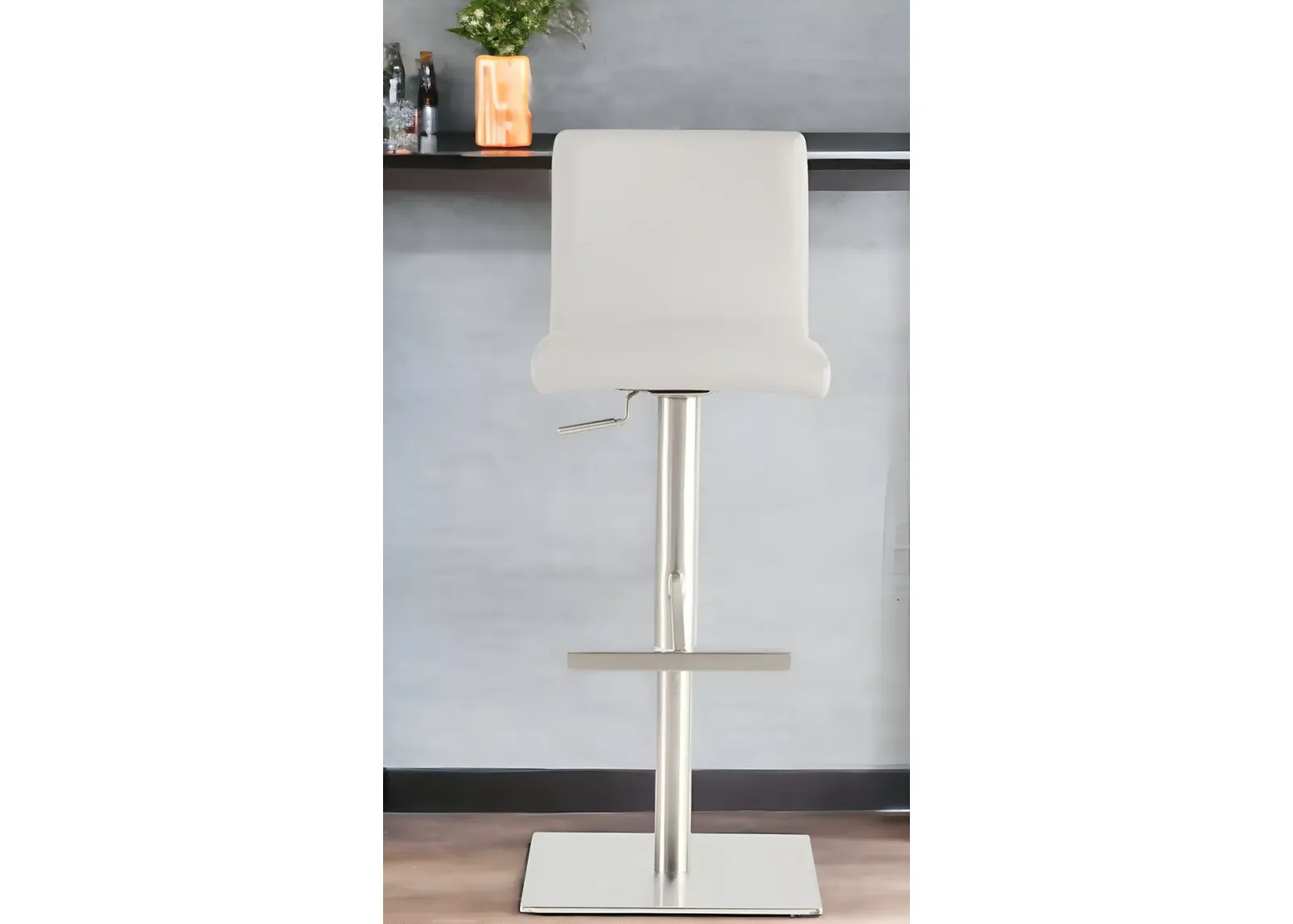 Steel Swivel Low Back Bar Height Bar Chair - White / Silver