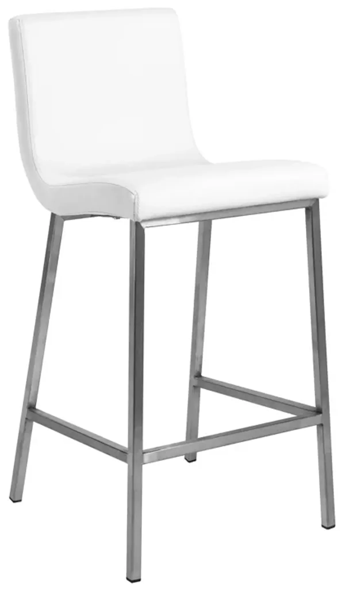 Low Back Counter Height Bar Chairs (Set of 2) - White / Silver