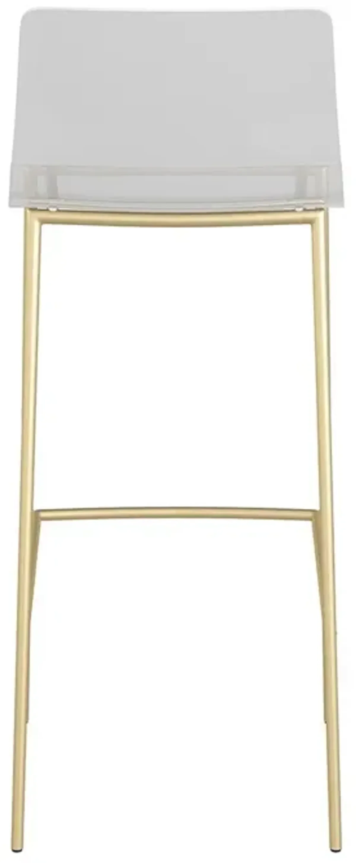 Plastic Low Back Bar Height Bar Chairs (Set of 2) - Clear / Gold