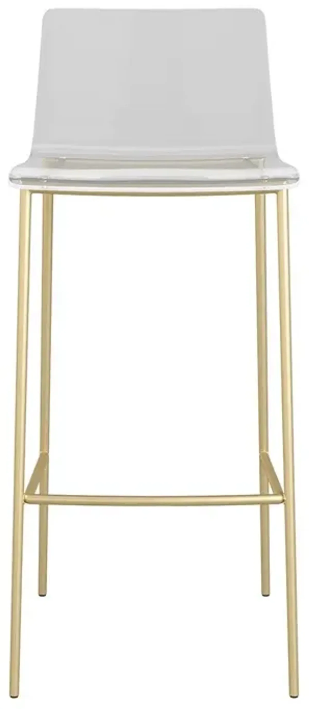 Plastic Low Back Bar Height Bar Chairs (Set of 2) - Clear / Gold