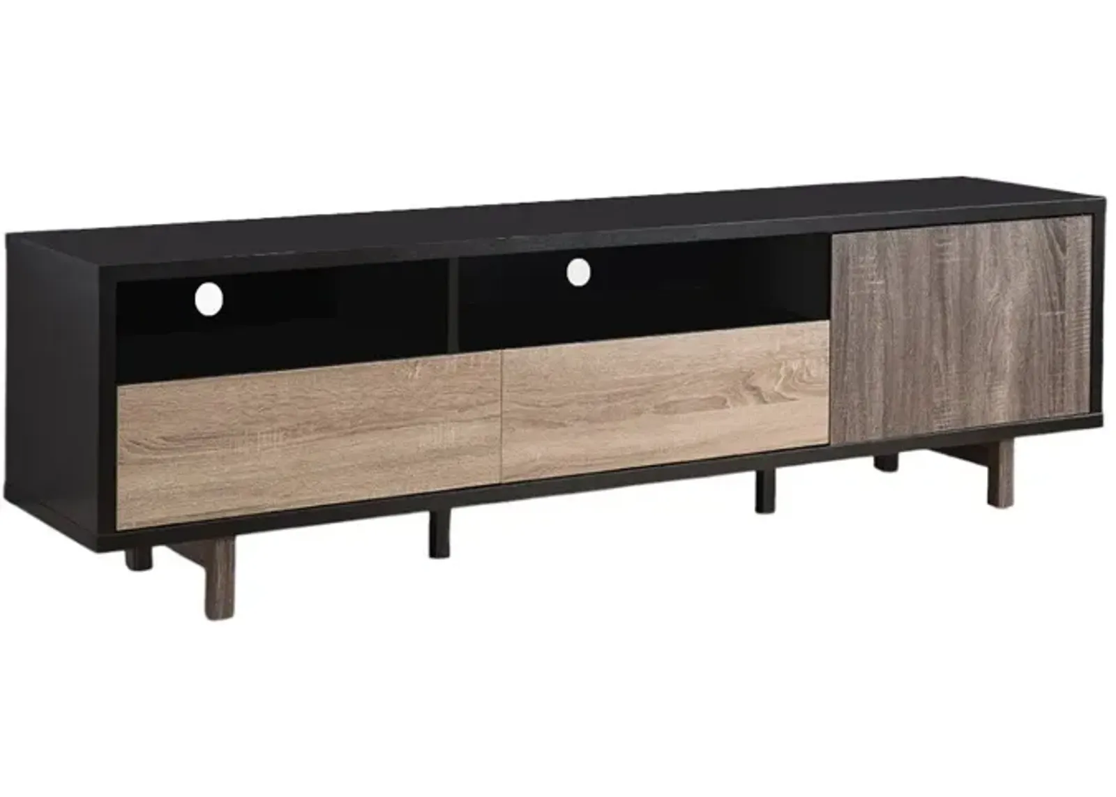 Enclosed Storage, TV Stand - Brown / Black