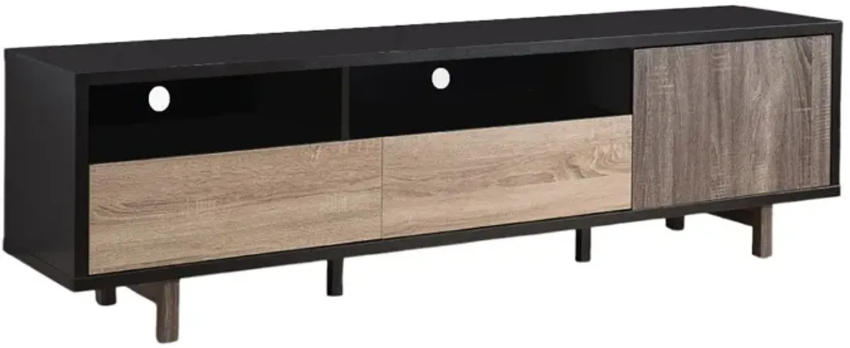 Enclosed Storage, TV Stand - Brown / Black