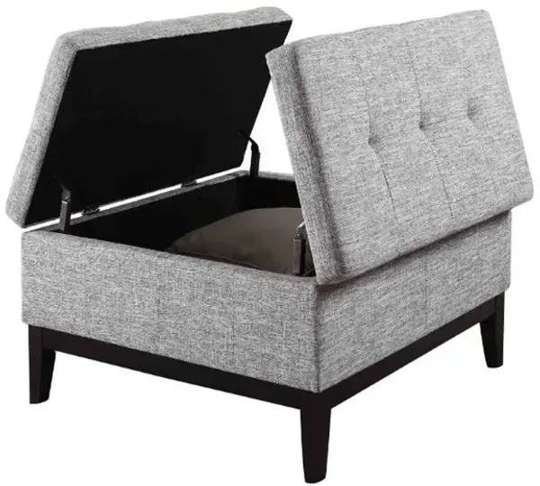 Tufted Linen And Black Storage - Light Gray