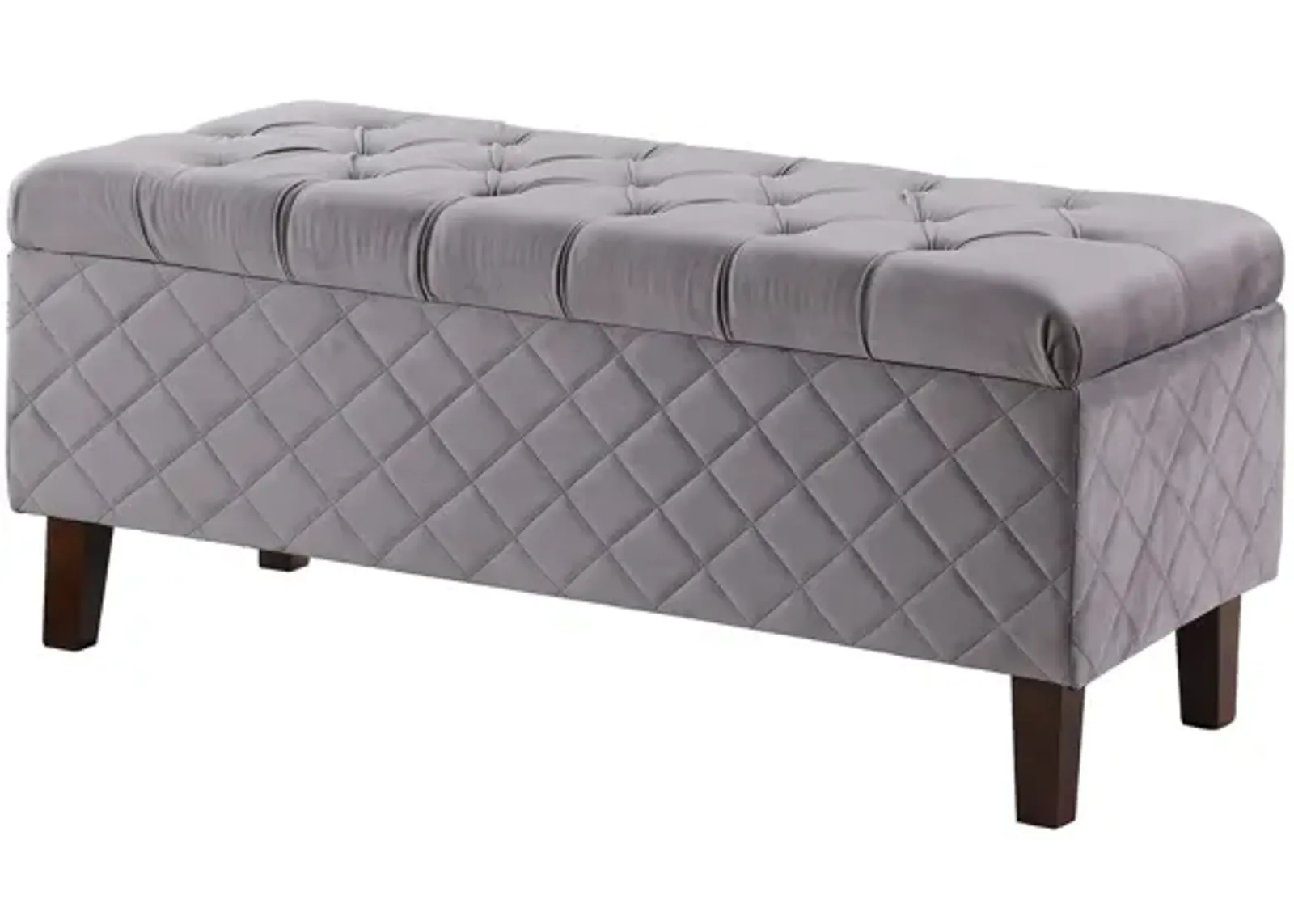 Upholstered Polyester Blend Bench With Flip Top - Gray / Dark Brown