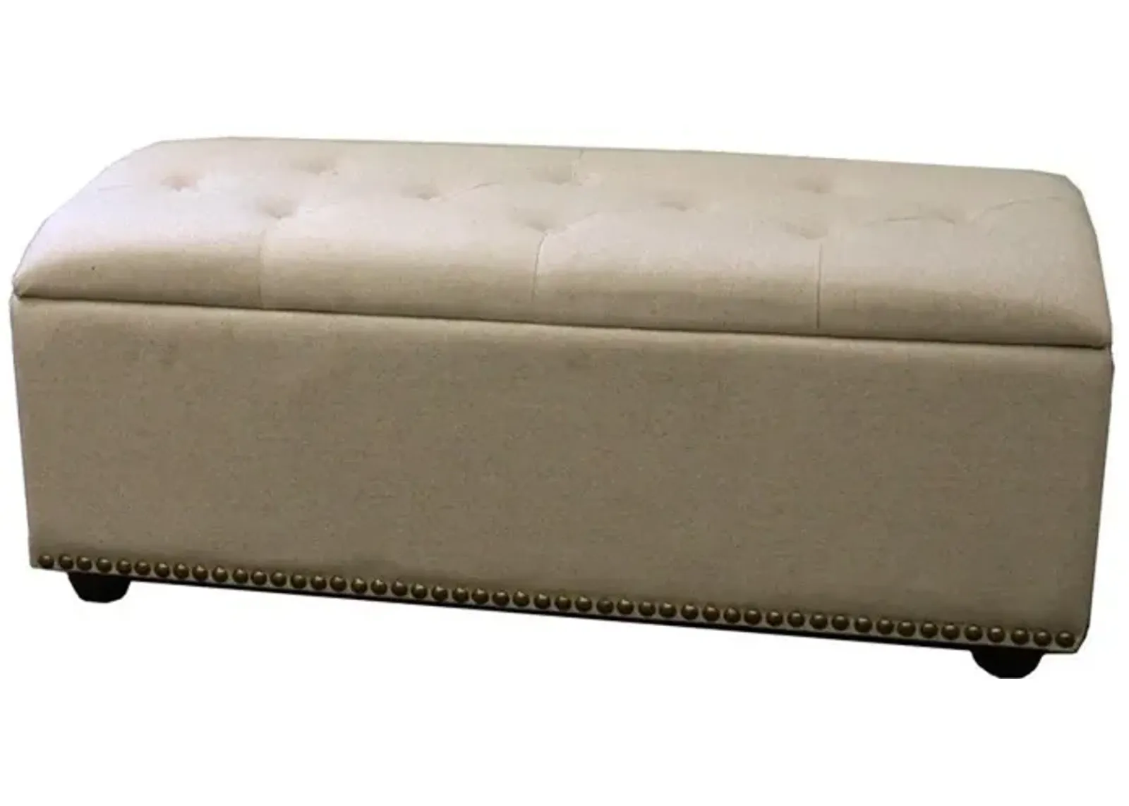 Upholstered Microfiber Bench With Flip Top - Beige / Black