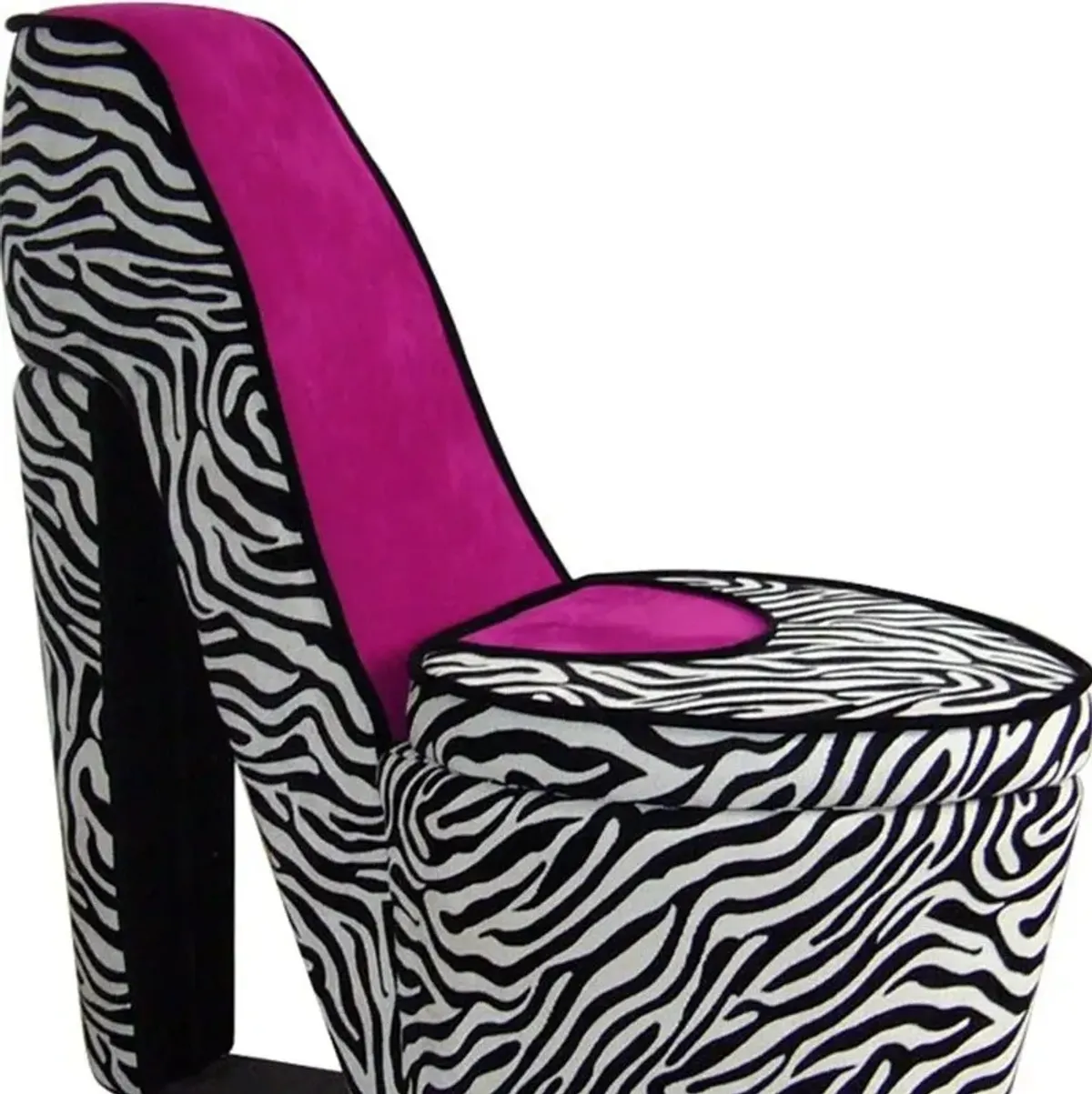 Faux Suede Animal Print Side Chair - Black / White